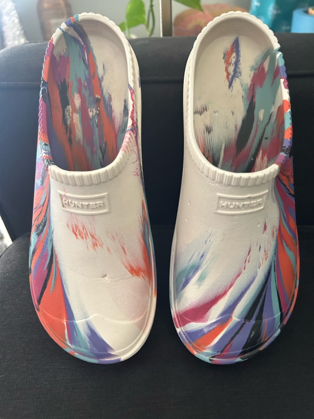 Hunter Men’s or Women’s White Multicolor Slip-On Clogs